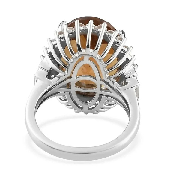 Color-Change Autumn Alexite & Natural White Zircon Halo Cocktail Ring. - Picture 10 of 11